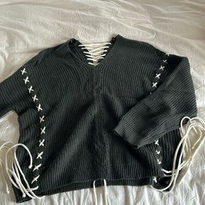 Green/grey sweater Miracle size M/L sweater with ties